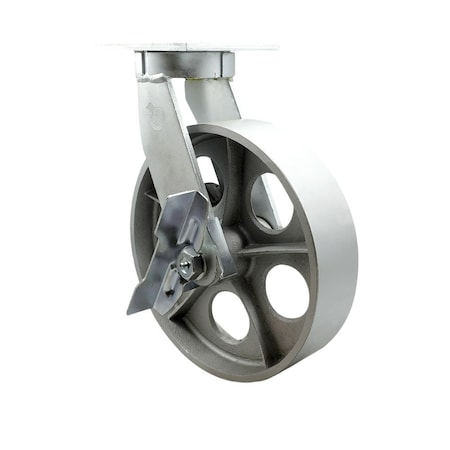 Service Caster 12'' Extra Heavy Duty Semi Steel Cast Iron Wheel Swivel Caster with Brake CRAN-SCC-KP92S1230-SSR-SLB